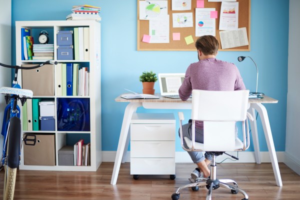 man working from home