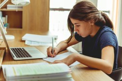 girl studying at home