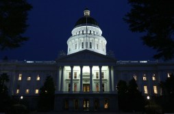 A view of the California State Capitol in Sacramento at night. (Photo by Justin Sullivan/Getty