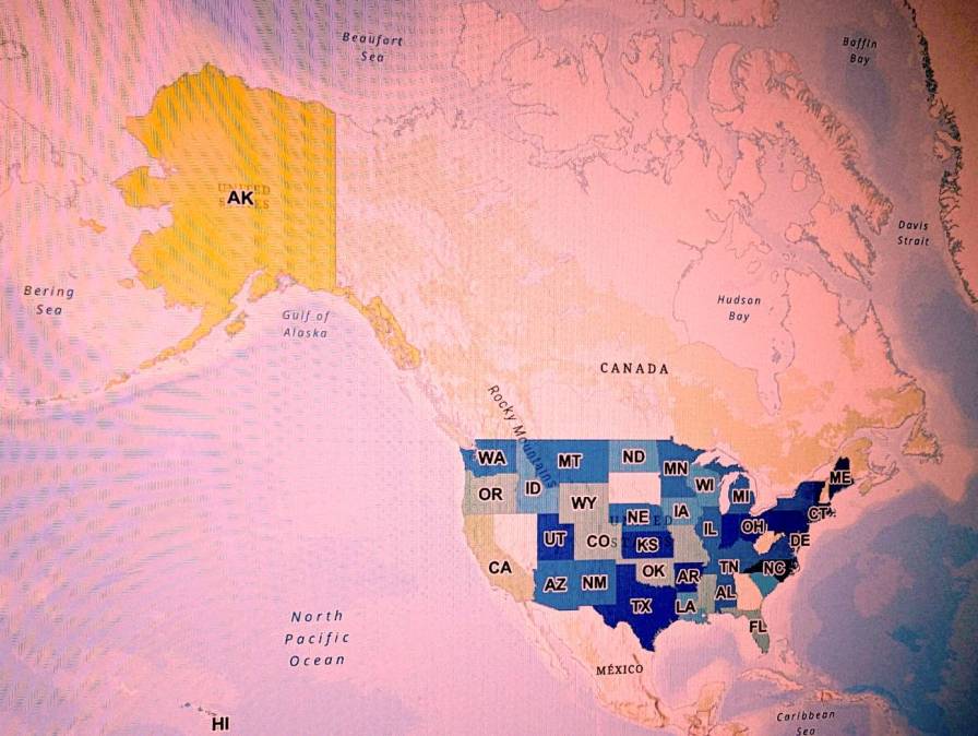 US map of NSGIC GMA 2023 report visualization