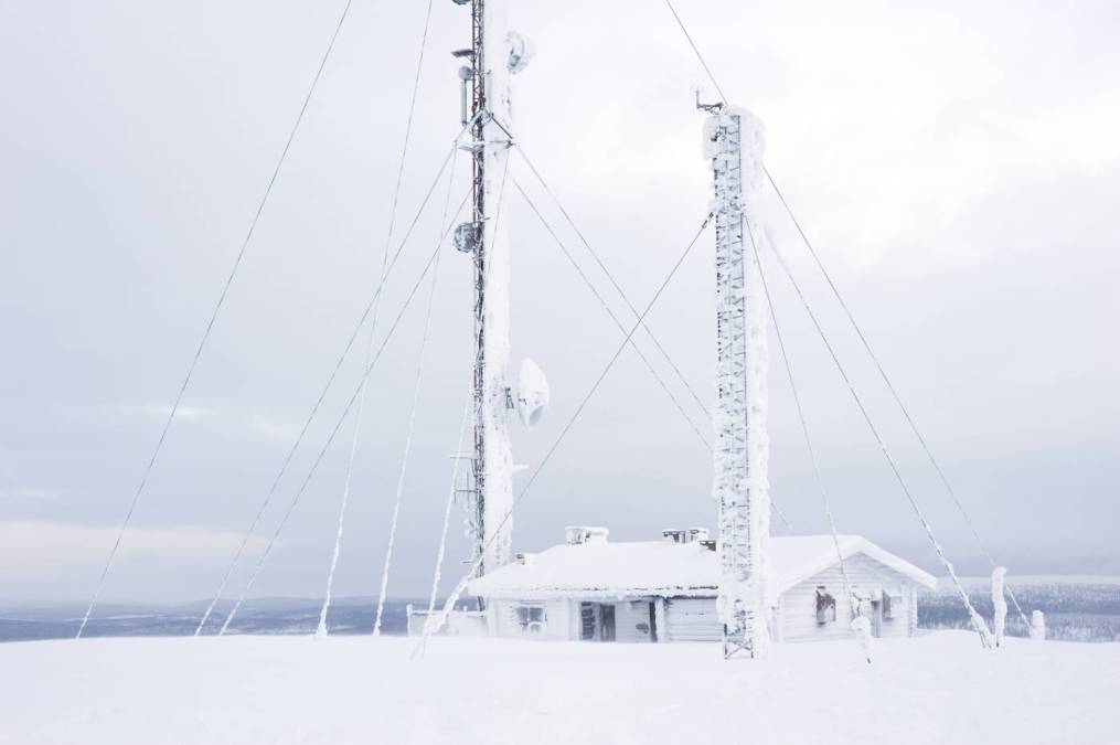 communications towers in snowy area